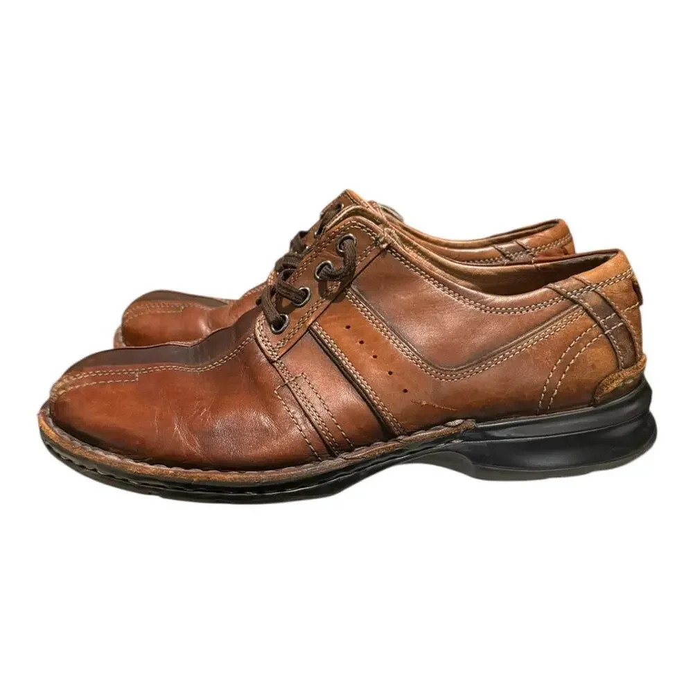 Clark’s Touareg Men's 10 M Brown Leather Bicycle Toe Oxford Casual Shoes 70852
